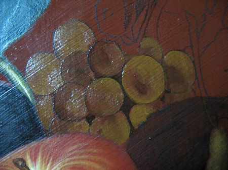 Canestra di Frutta di Caravaggio - Abbozzo dell'Uva Secca