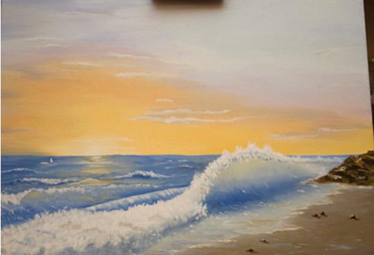 Awesocrafts Pittura Con Numeri – Tramonto Spiaggia E Cuore – Tela 40x50 Cm Senza Cornice – Kit Per Adulti E Bambini